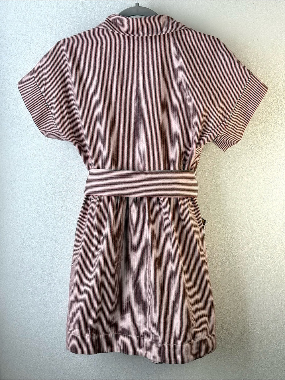 Tuckernuck Red-Striped Tie-Waist Mini Shirt Dress - Picture 2 of 8